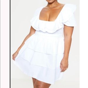 Square Neck Ruffle Dress with Open Back